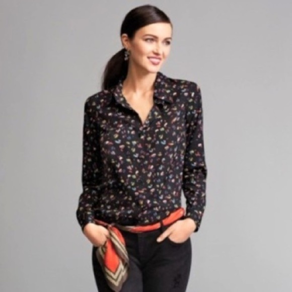 CAbi Rainbow Confetti Print Ferris Button-Up Long Sleeve Blouse Large #3423 - Picture 1 of 13